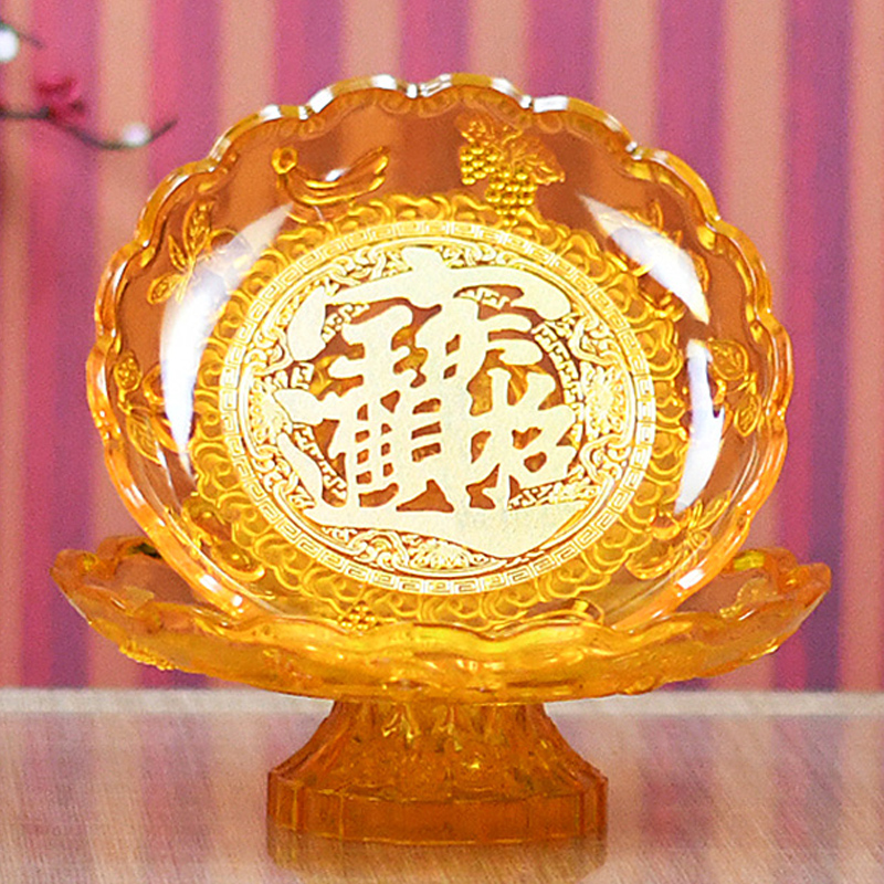 供果盘财神贡品盘加厚水晶