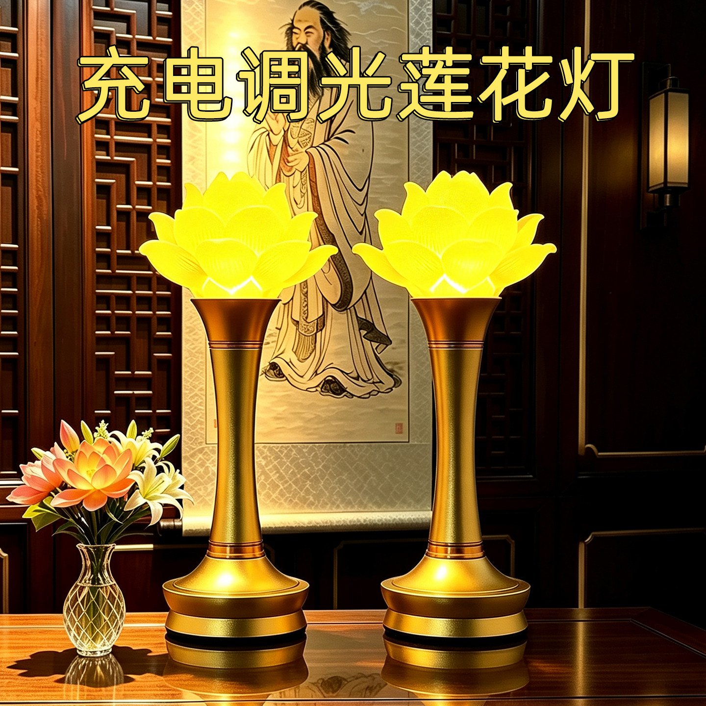 充电莲花灯荷花灯长明灯供灯