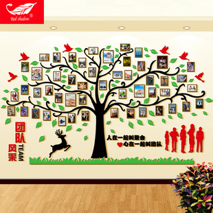 企业文化墙创意简约立体亚克力办公室员工风采展示墙照片墙面装饰