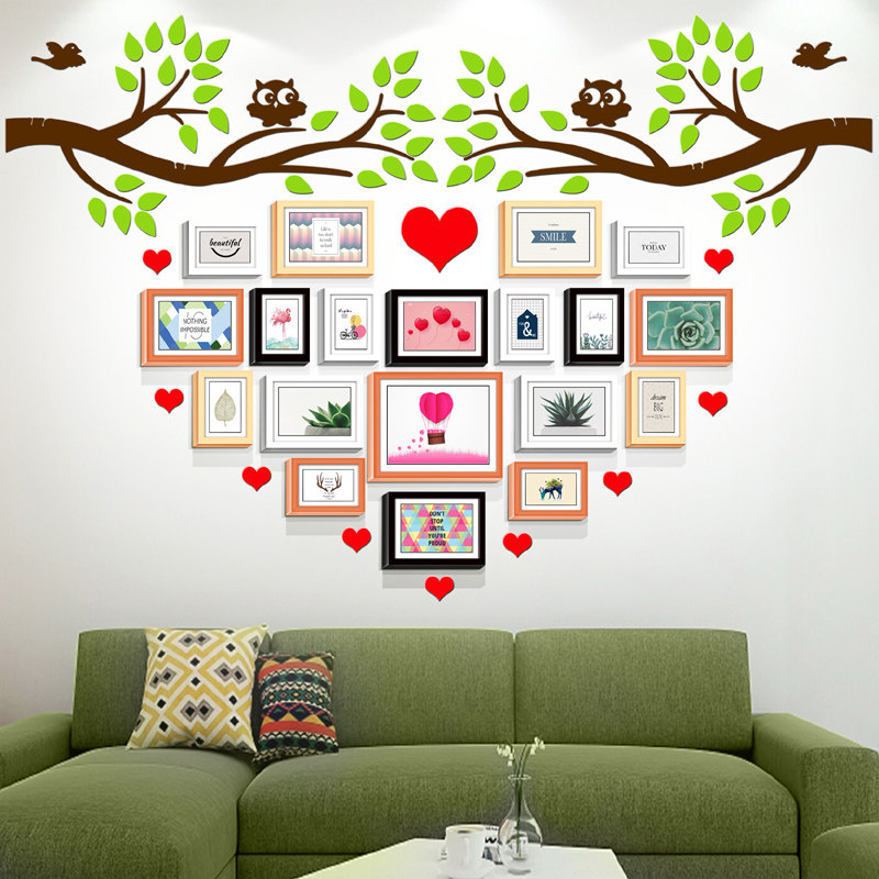 心形照片墙相框组合挂墙立体创意科室团队风采展示墙贴公司文化墙
