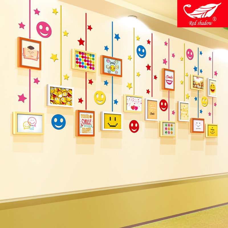 班级照片墙相框组合亚克力立体7寸卡通可爱挂墙创意幼儿园相片墙
