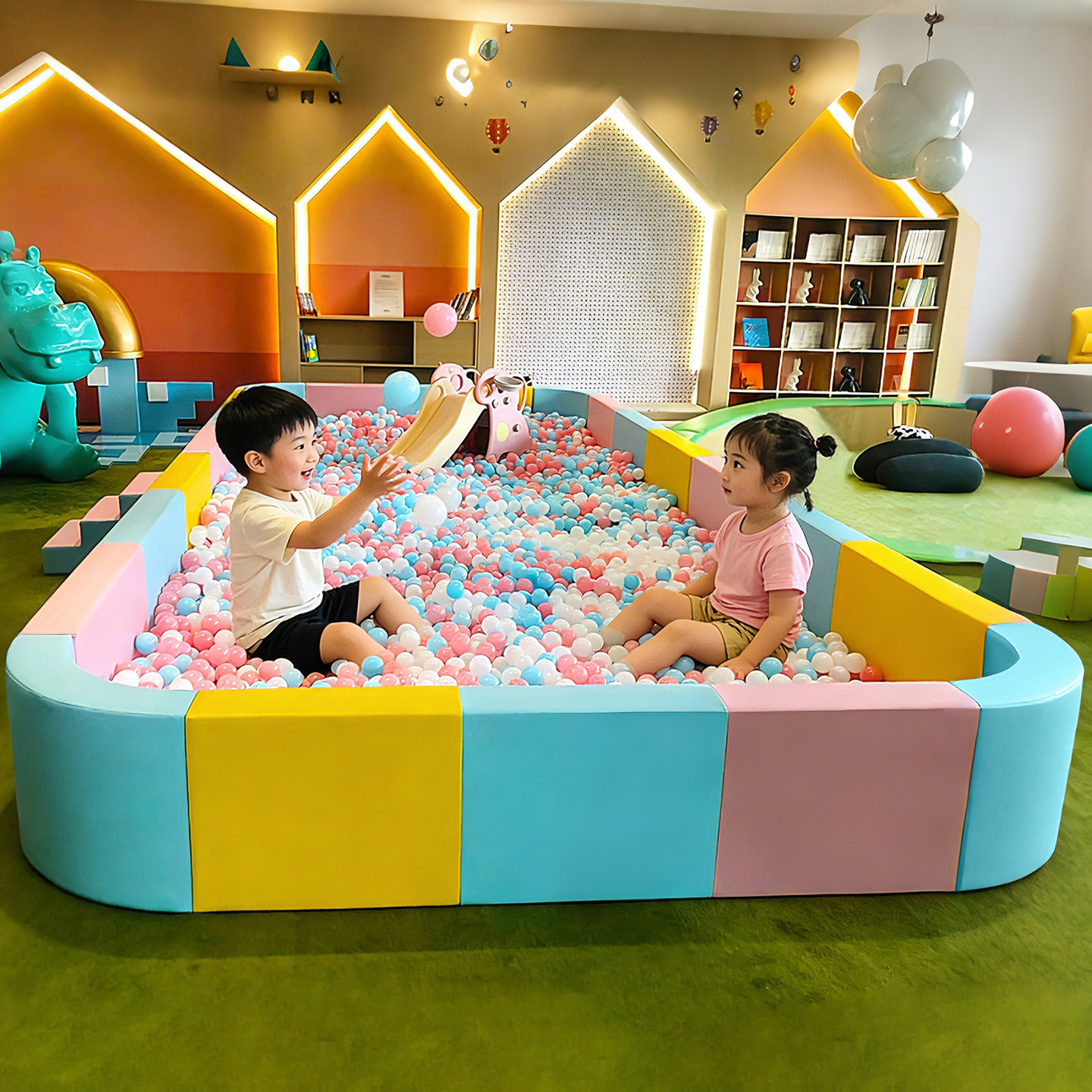 早教幼儿园软包海洋球池儿童室内宝宝围栏软体波波池沙池围挡防撞