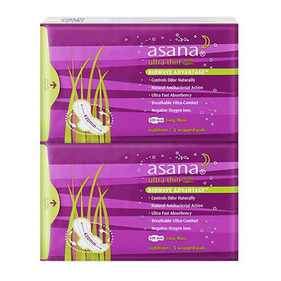 【360夜用】asana阿莎娜卫生巾夜用加长360mm防漏超薄透气姨妈巾