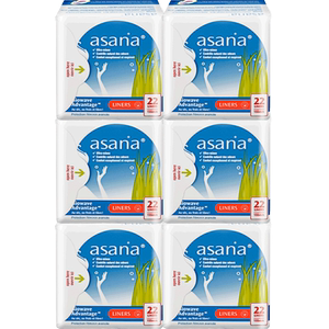 【护垫6包】阿莎娜紫芯体护垫155mm超薄透气迷你巾asana卫生巾