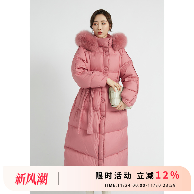 狐狸毛领羽绒服女冬90