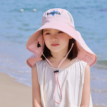 夏季儿童防晒帽男女童遮阳帽太阳帽网眼披肩帽女孩渔夫帽2025新款