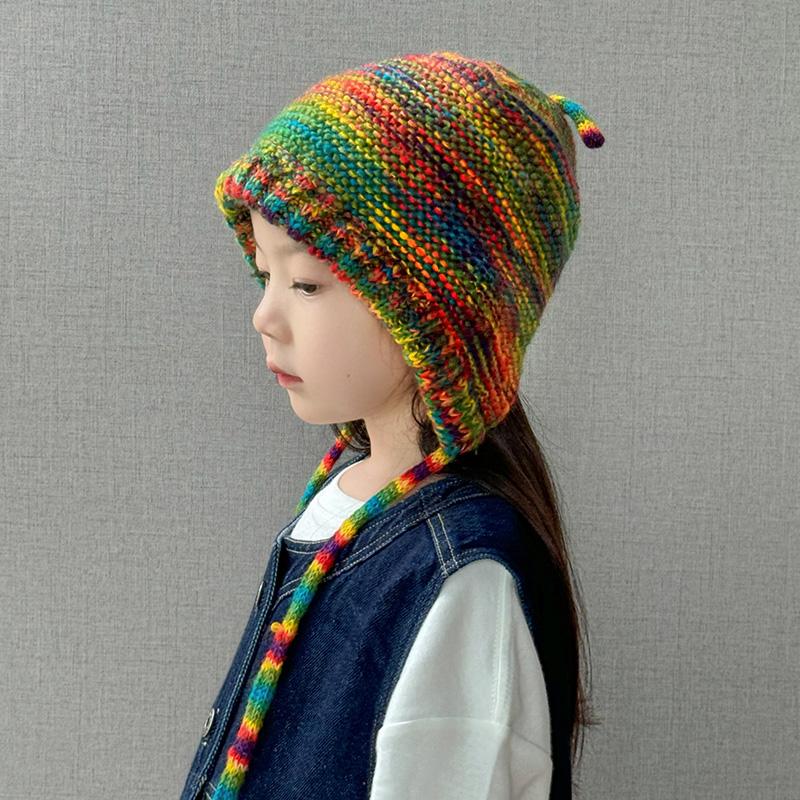 多巴胺儿童帽子秋冬季女童毛线帽宝宝护耳针织帽男童女孩洋气冬款