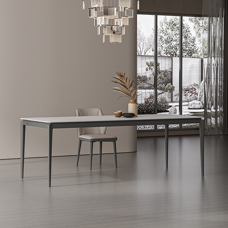 意式极简岩板餐桌椅现代简约小户型家用2023新款德利丰岩板吃饭桌