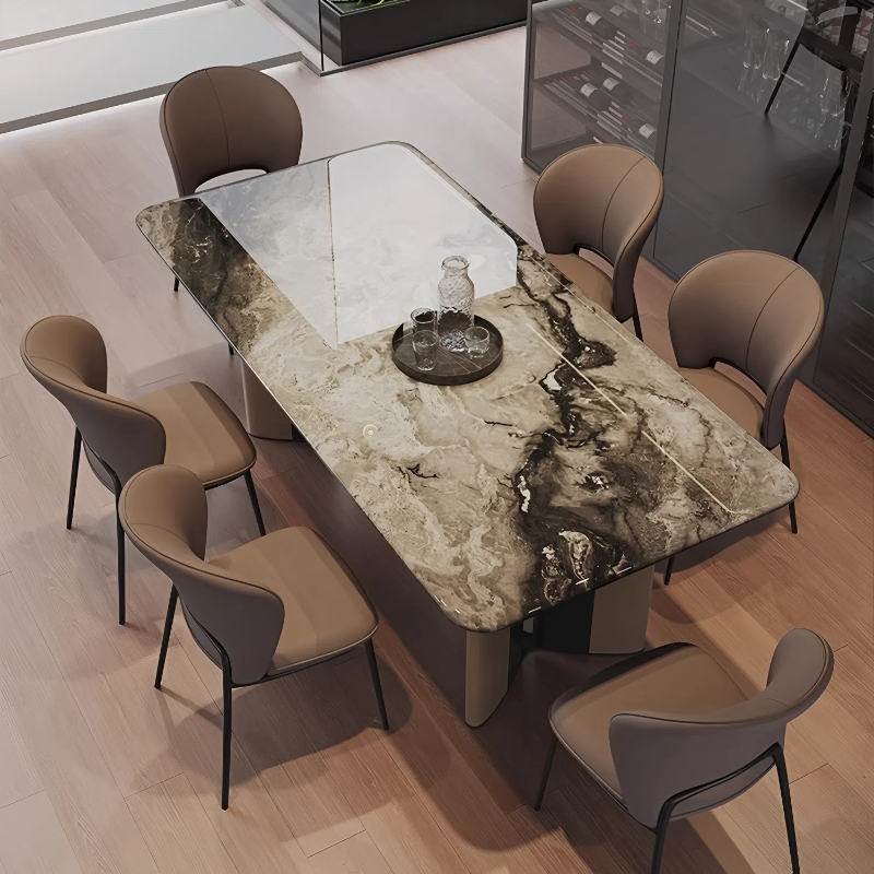 意式轻奢大理石餐桌家用现代简约高级感奢石餐桌高级感餐厅吃饭桌