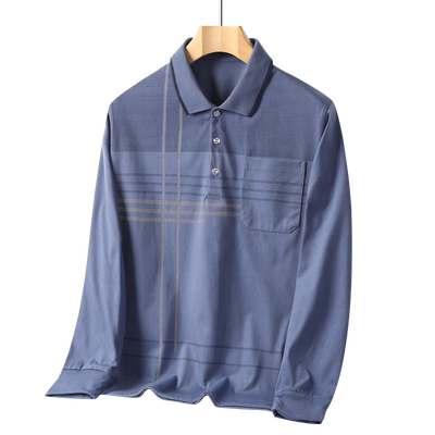 班飒翻领长袖中老年休闲