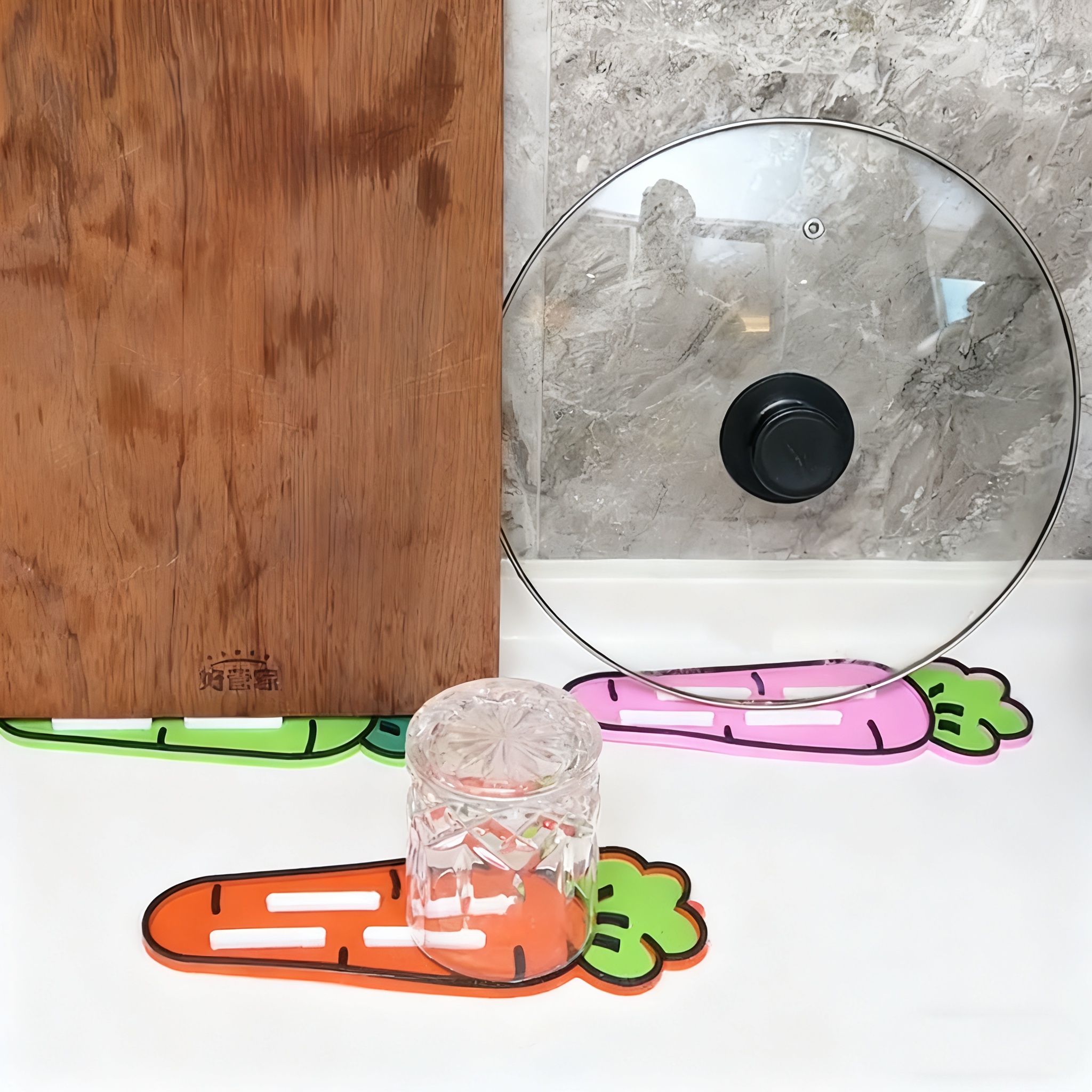 胡萝卜防滑防油隔热餐垫锅盖菜板沥水垫厨房好物高颜值可粘贴硅胶