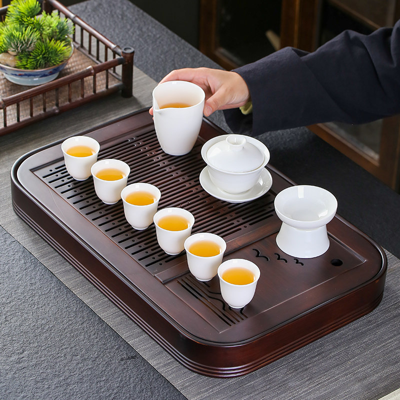 储水式小型茶盘家用简约排水办公室茶台小号新中式茶具套组竹茶海