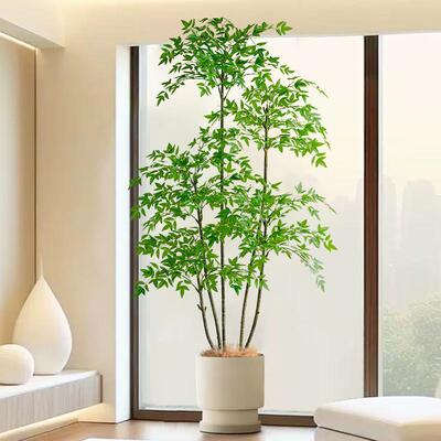 南天竹假花仿真花摆设大型仿真绿植盆栽室内客厅落地装饰仿生植物