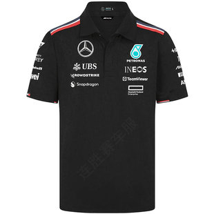 翻领Polo衫 24新品 短袖 定制 F1赛车服奔驰车队夏季 涤纶速干上衣男士