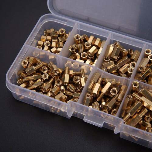 300pcs/M3黄铜支架螺纹4-12mm黄铜六角支柱双通螺杆柱黄铜隔离柱