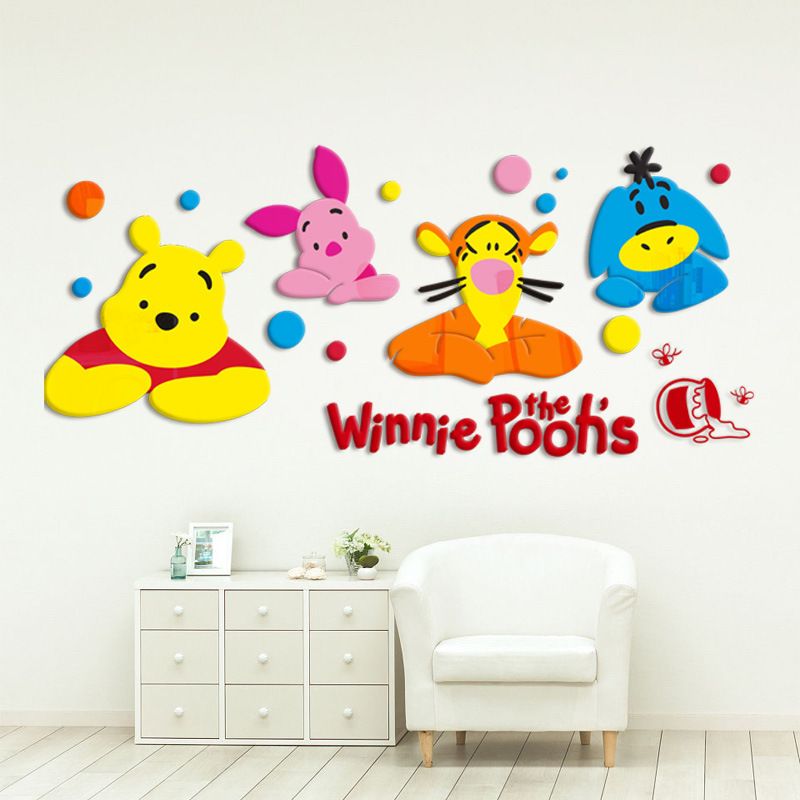 小熊卡通墙贴3d立体儿童房装饰宝宝卧室床头幼儿园POOH小熊墙贴画图片