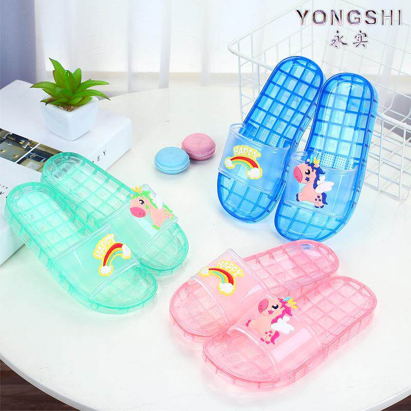 儿童水晶拖鞋夏大童卡通可爱防滑防摔浴室透明软底洗澡宝宝沙滩鞋
