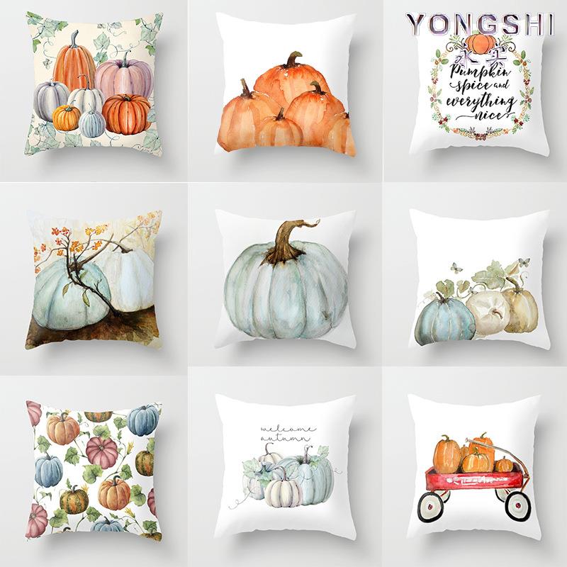 万圣节南瓜系列家居装饰抱枕靠垫 艺术画作印花棉质乡村风抱枕套