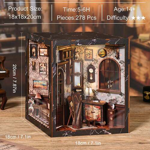 新款小屋欧韵乐匣模型屋创意四面立体拼装书立跨境booknook