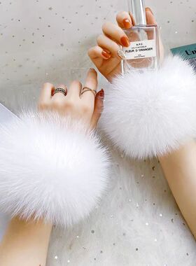 2025新款狐狸毛啪啪圈袖套淑女风高颜值毛毛袖口上衣百搭DIY配饰