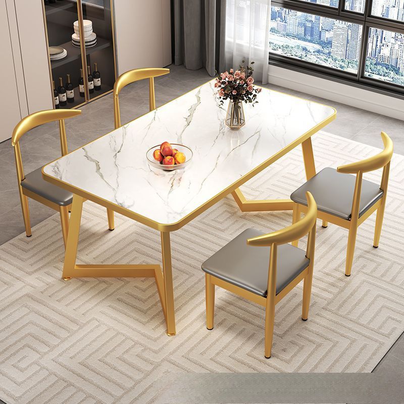简约商用接待会客长方形家用吃饭桌子轻奢洽谈桌椅组合出租房餐桌