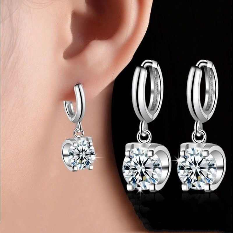 进口莫桑钻石18K玫瑰金950铂金潮流个性牛头耳钉长款耳扣耳坠耳环