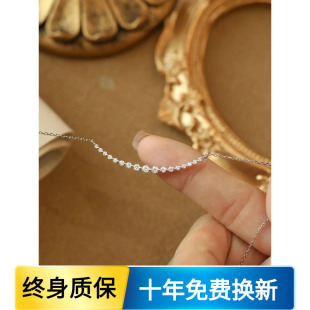 18k白金美国进口D色莫桑石满钻微笑锁骨链精致仙女钻石项链时尚潮