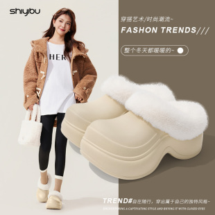 可外穿厚底棉拖女款 新款 女居家室内2025冬季 十一步防水包头棉拖鞋