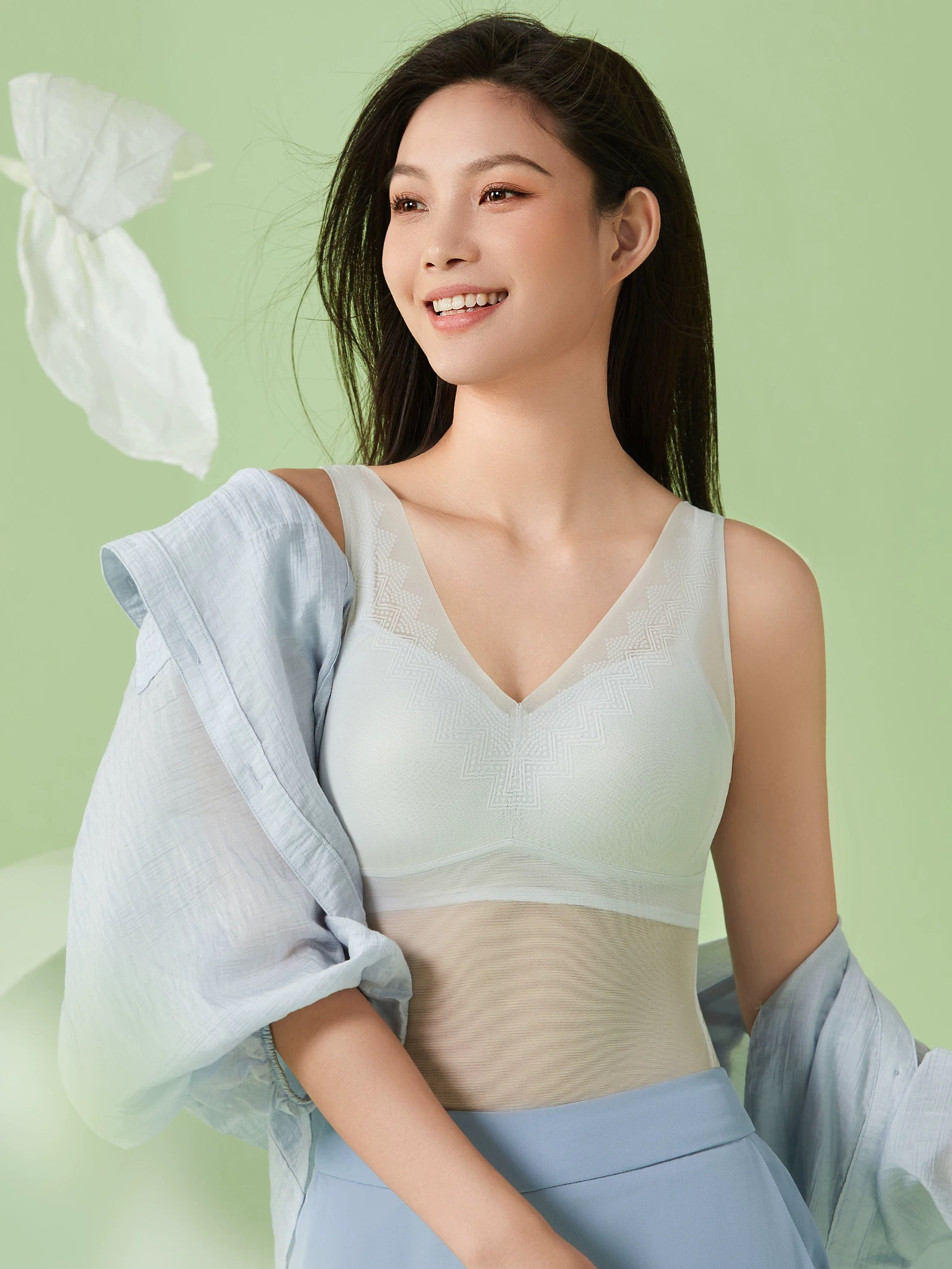 香月明美女桑蚕丝润肤衣吊带背心