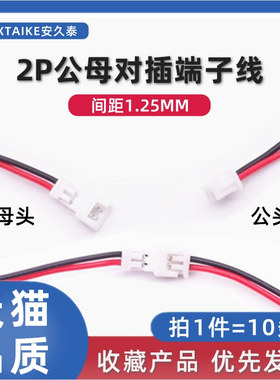 10条 间距1.25mm端子连接线 2P 2PIN 公母头对插空中对接电子线