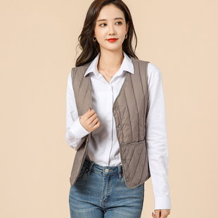 超薄羽绒棉马甲女短款春秋背心修身内外穿贴身保暖内胆坎肩卫衣