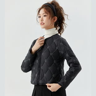 冬季 拉链外穿圆领棉袄 女轻薄棉袄绣花保暖百搭内胆加厚棉衣短款