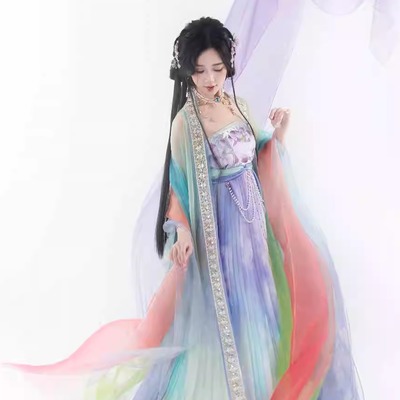 夜子溪唐制诃子裙破烂袖仙气款