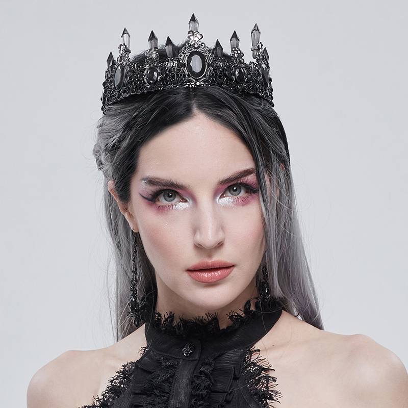 暗黑水晶石皇冠哥特欧美发饰宴会