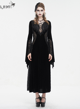 钢铁老爷蒸汽朋克万圣节女装挂脖绑带开叉连衣裙