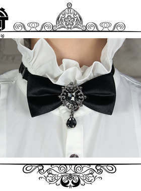 钢铁老爷奢华砖石复古哥特lolita丝绒装饰配饰蝴蝶结衬衫领结男女