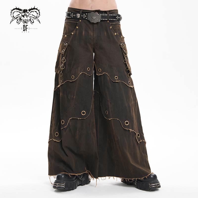 Devil Fashion恶魔时尚哥特暗黑男装特宽大阔腿牛仔裤长裤PT263