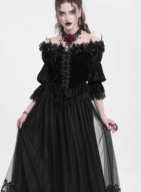 EVA LADY恶魔时尚女装哥特朋克暗黑哥特定位花绣花半裙ESKT05601