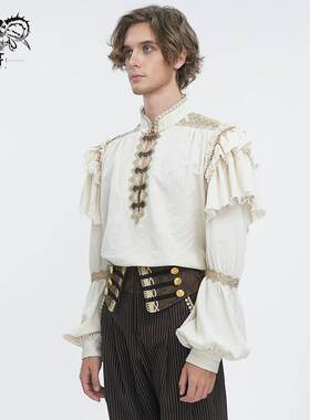 Devil Fashion恶魔时尚男装哥特朋克暗黑立领灯笼袖男衬衫SHT115