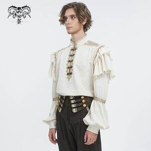 Devil Fashion恶魔时尚男装哥特朋克暗黑立领灯笼袖男衬衫SHT115