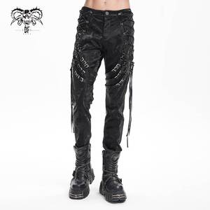 Devil Fashion恶魔时尚哥特暗黑男装搭扣系带显瘦长裤皮裤PT264
