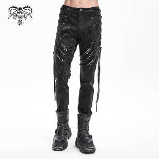 搭扣系带显瘦长裤 Devil Fashion恶魔时尚 哥特暗黑男装 PT264 皮裤
