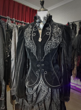 哥特魔术师演出原创女士外套大衣常规呢子黑色CT19301