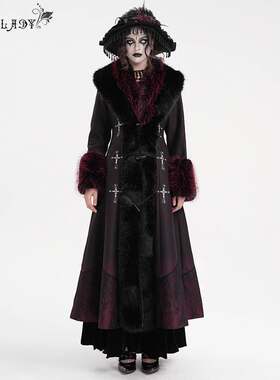 Devil Fashion恶魔时尚女装哥特 黑红渐变尼料长款外套 ECT016