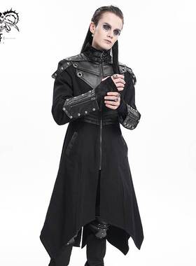 Devil Fashion恶魔时尚哥特暗黑男装不规则下摆立领风衣外套CT255