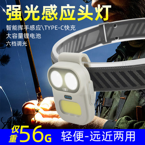 新款M6猫眼感应头灯跑步灯磁吸