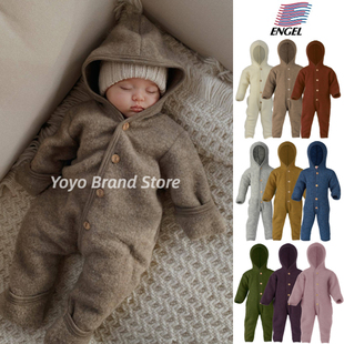 9折 德国正品ENGEL婴儿儿童宝宝初剪羊毛保暖连体衣外套外出服