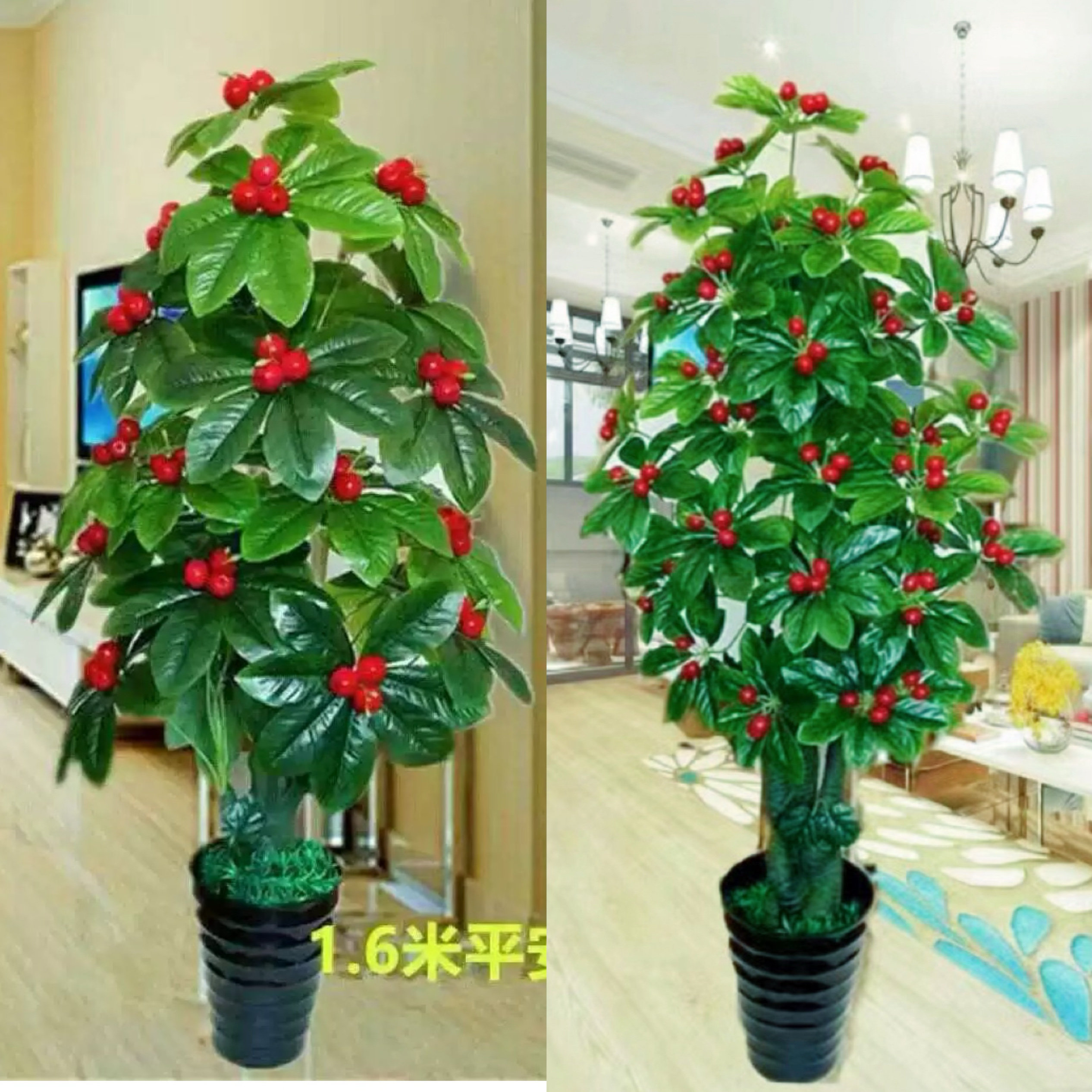 仿真发财树招财果红苹果盆栽绿植室内装饰客厅假树摆设落地花招财