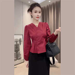 2025春夏新款时尚气质百搭显瘦衬衫女设计感小众不规则长袖上衣潮