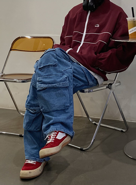 TWORED 多口袋战术牛仔长裤kylie同款阔腿裤秋季新品美式复古显瘦